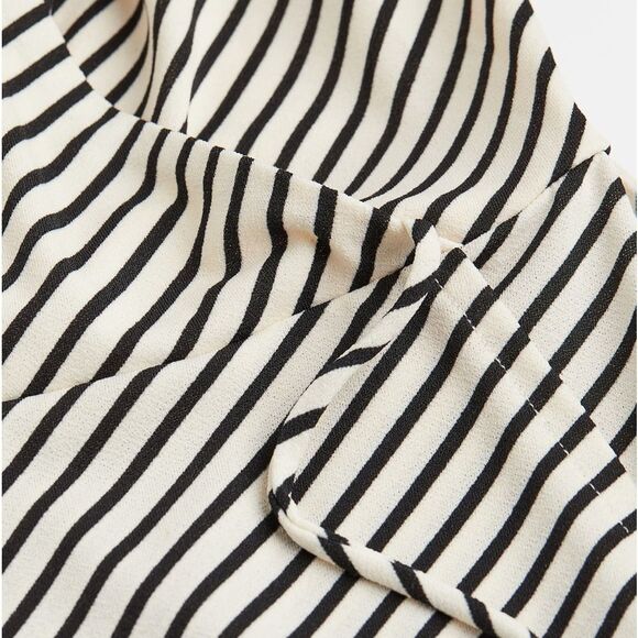 &M Black and White Striped Jersey Wrap Dress Size Small NWT 7 0471 - Picture 3 of 8